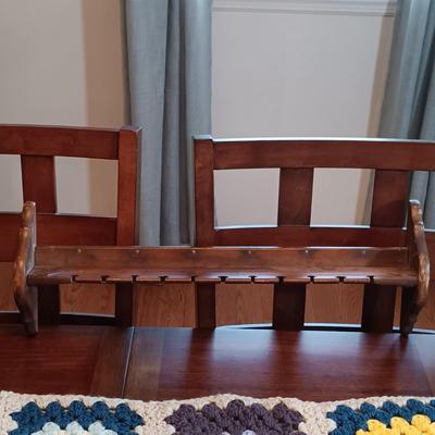 LOT 162: Vintage Crocheted Granny Square Blanket and Wall Shelves