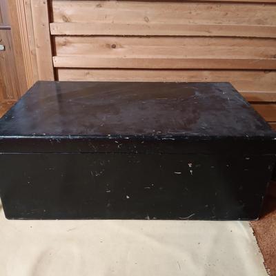 LOT 163: Wooden Storage Box Full of Rubber Duck Decoys and More