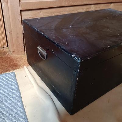 LOT 163: Wooden Storage Box Full of Rubber Duck Decoys and More