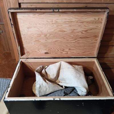 LOT 163: Wooden Storage Box Full of Rubber Duck Decoys and More