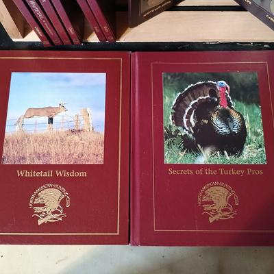 LOT 164: North American Hunting Club Collectors Coin Set and Books with Vintage Camera & Antique/Vintage Powder Horn