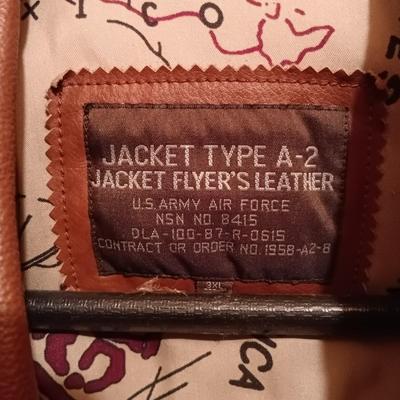 LOT 167: U.S, Army Air Force Jacket Flyers Leather Jacket Type A-2 Size 3xl