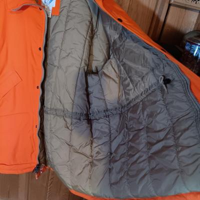 LOT 168: Trophy Club Orange Thermal Hunting Jacket with Detachable Hood and a Vest XXL