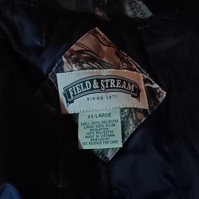 LOT 170: Field & Stream Camouflage Insulated Hunting Pants Size 2xl and Liberty Outdoor Jumpsuit Sixe 3XL