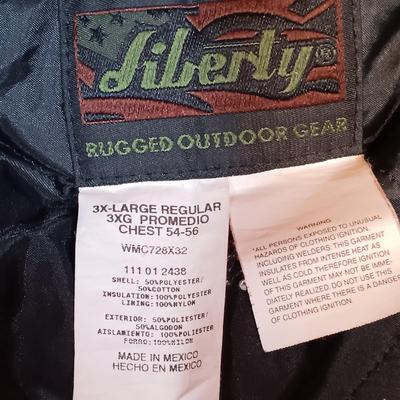 LOT 170: Field & Stream Camouflage Insulated Hunting Pants Size 2xl and Liberty Outdoor Jumpsuit Sixe 3XL