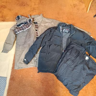 LOT 175: Field & Stream Jacket with Tags Size 2xl and Black Winter Jacket XL and Black Snow Pants XL