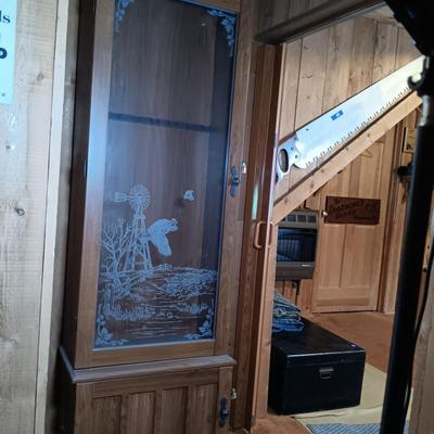 LOT 179: Vintage Wood and Glass Gun Cabinet / Display