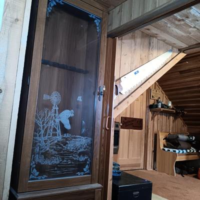 LOT 179: Vintage Wood and Glass Gun Cabinet / Display