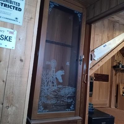 LOT 179: Vintage Wood and Glass Gun Cabinet / Display