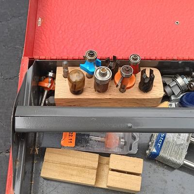 LOT 182: Porter-Cable Laminate Trimmer and Power Unit, and Tool Boxes with Tools and More