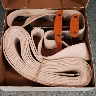 LOT 187: Whitney-Jensen Metal Working Punch, Thomas & Belts Fish Tape, Band Clamp and Stanley Chisel Set