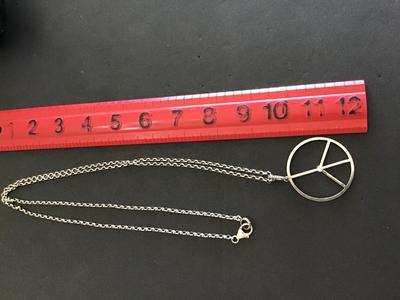1..72 Carats Sterling Pendant with 36 inch Curb Chain Sheryl Lowe Peace sign Designer N0000486