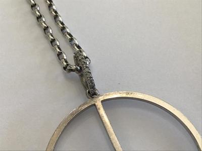 1..72 Carats Sterling Pendant with 36 inch Curb Chain Sheryl Lowe Peace sign Designer N0000486