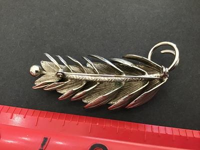 Silver Tone Branch Leaf Brooch. vintage