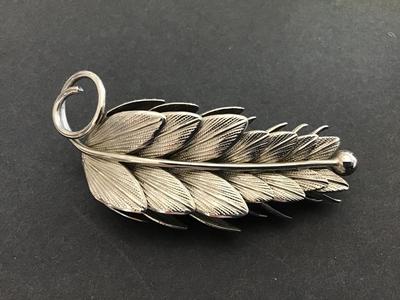 Silver Tone Branch Leaf Brooch. vintage