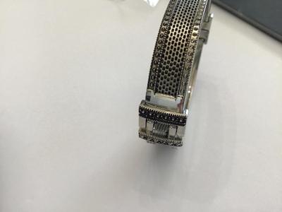 Pretty inset Black Rhinestone Clamper Bracelet