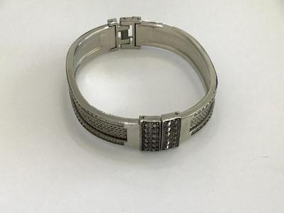 Pretty inset Black Rhinestone Clamper Bracelet