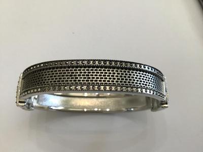 Pretty inset Black Rhinestone Clamper Bracelet