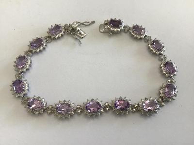 925 Beautiful Locking Tennis Bracelet Semi Precious