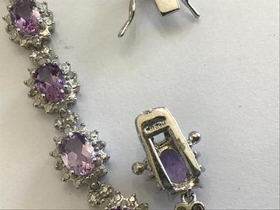 925 Beautiful Locking Tennis Bracelet Semi Precious
