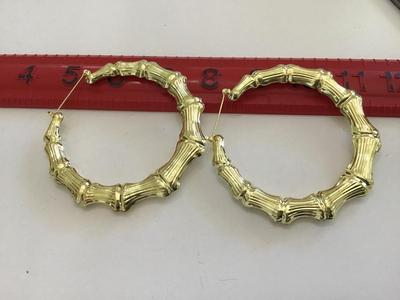 Light Weight Bamboo Gold Tone Hoops Statement