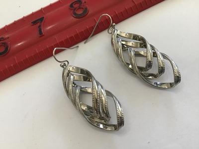 Silver Tone Twist Earrings