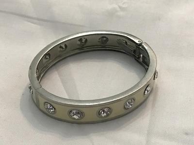Enamel Rhinestone Hinged Bracelet