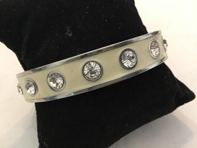 Enamel Rhinestone Hinged Bracelet