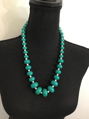 Teal And White Vintage Necklace