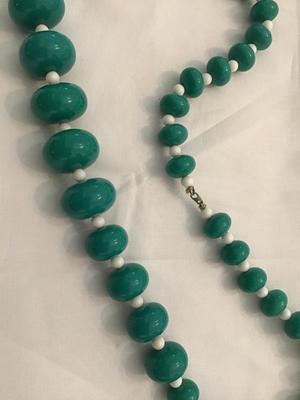 Teal And White Vintage Necklace
