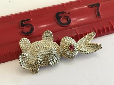 Napier Bunny Brooch Rope Style White Was look