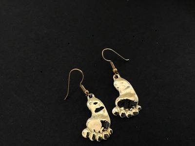 Gold Tone Feet Earrings