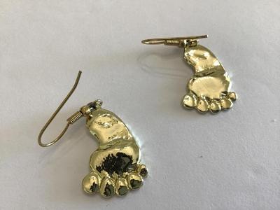 Gold Tone Feet Earrings
