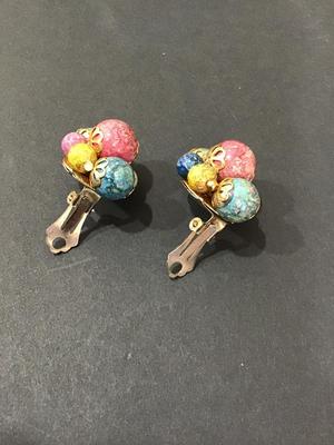 Sale Photo Thumbnail #47: Multi colored plastic beaded vintage earrings 
Please see attached photos