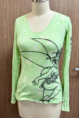 Sale Photo Thumbnail #30: Pale green scoop-neck long sleeve t-shirt with hood.  Women's size small.  Great condition.