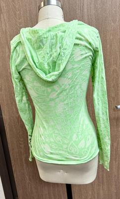 Sale Photo Thumbnail #32: Pale green scoop-neck long sleeve t-shirt with hood.  Women's size small.  Great condition.