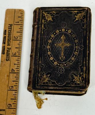 Sale Photo Thumbnail #13: Title translates to: Spiritual Exercises of Great Help to Christians Who Desire to Work Out Their Salvation: New Edition.  As best as we can tell, published by the Catholic Church in Bayonne, France (a large city is the Basque region of Southern France) i