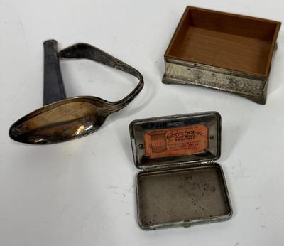 Sale Photo Thumbnail #6: box missing lid, homemade handle?, badly corroded small box