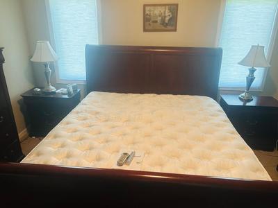 MARSEILLE COLLECTION KING SIZE SLEIGH BED WITH SLEEP NUMBER MATTRESS SYSTEM BY SELECT COMFORT