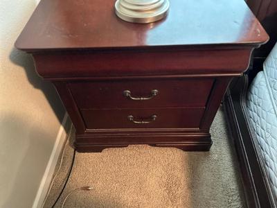 3 DRAWER NIGHT STAND AND BRUSHED NICKEL LAMP