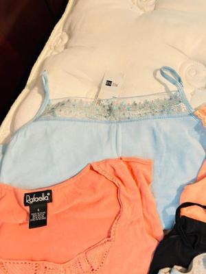 WOMENS PETITE SMALL SPAGHETTI STRAP SHIRTS AND CASUAL TOPS