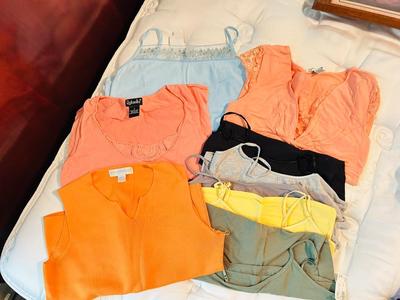WOMENS PETITE SMALL SPAGHETTI STRAP SHIRTS AND CASUAL TOPS