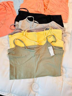 WOMENS PETITE SMALL SPAGHETTI STRAP SHIRTS AND CASUAL TOPS