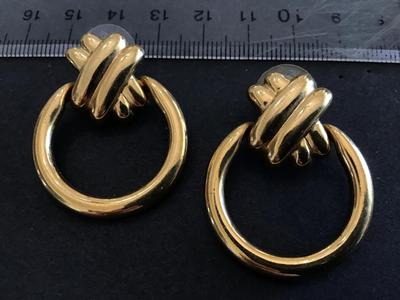Gold Tone Napier Door Knocker Earrings