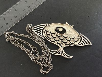 Articulating Silver Tone Glass Eye Statement Necklace Vintage