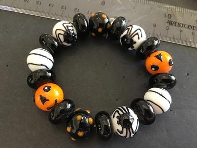Art Glass Holiday Halloween Fall Bracelet