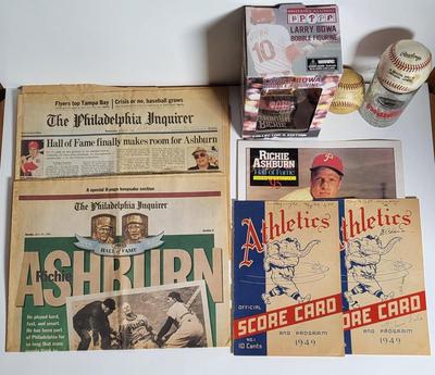 LOT 59L: Vintage Philadelphia Phillies Lot Including MLB Baseball, Autographed Ball, Larry Bowa Bobblehead and More