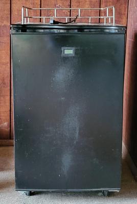 LOT 125P: Black Kegger Meister Mini Fridge on Wheels