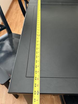 Pottery Barn Black Dining Table with 6 X-Back Chairs & Extension Leaf