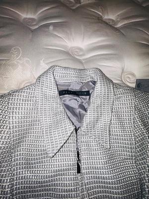 PERRY ELLIS 2 PC SUIT (SIZE 6) , MED SWEATER AND SMALL SHIRTS